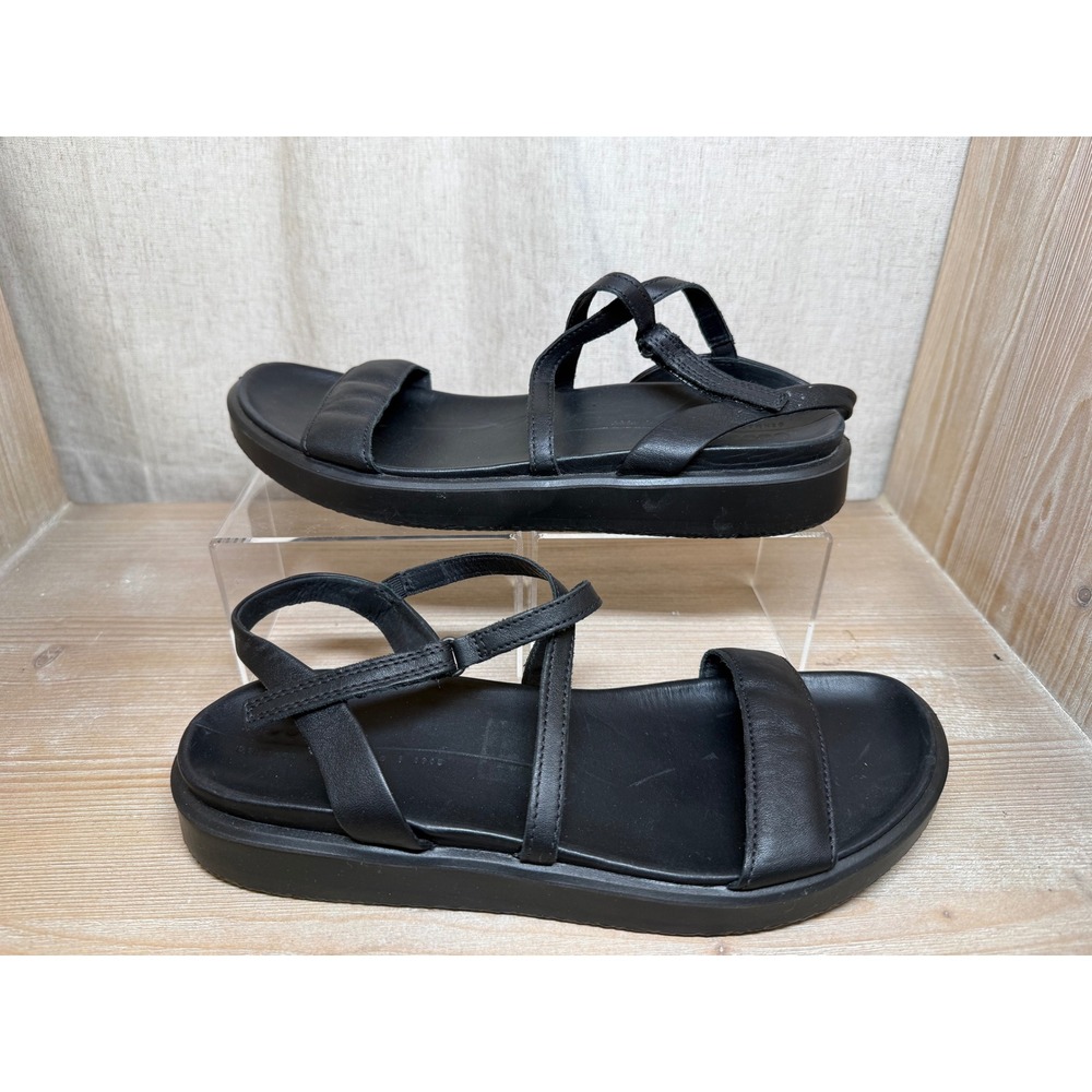 ECCO Simpil Black Leather Strappy Sandals Womens Size 41 US 10 Comfort Shoes - Picture 4 of 6